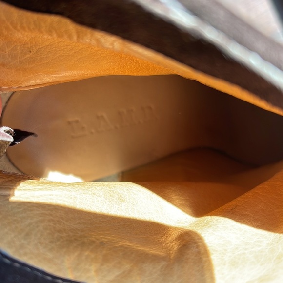 L.A.M.B. Dark Brown Suede and Leather High Stiletto Heel Platform Booties, 8 - Picture 8 of 13